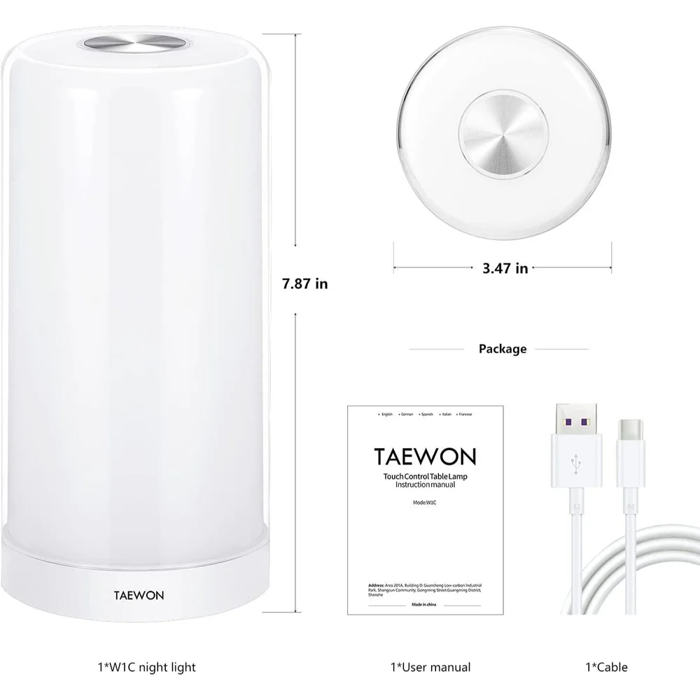 TAEWON Touch Night Light Dimmable LED Table Lamp and RGB Color Changing